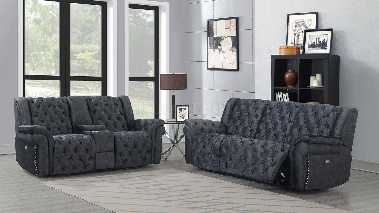 EVELYN DOMINO GRANITE - 2-PC. POWER RECLINING SOFA SET