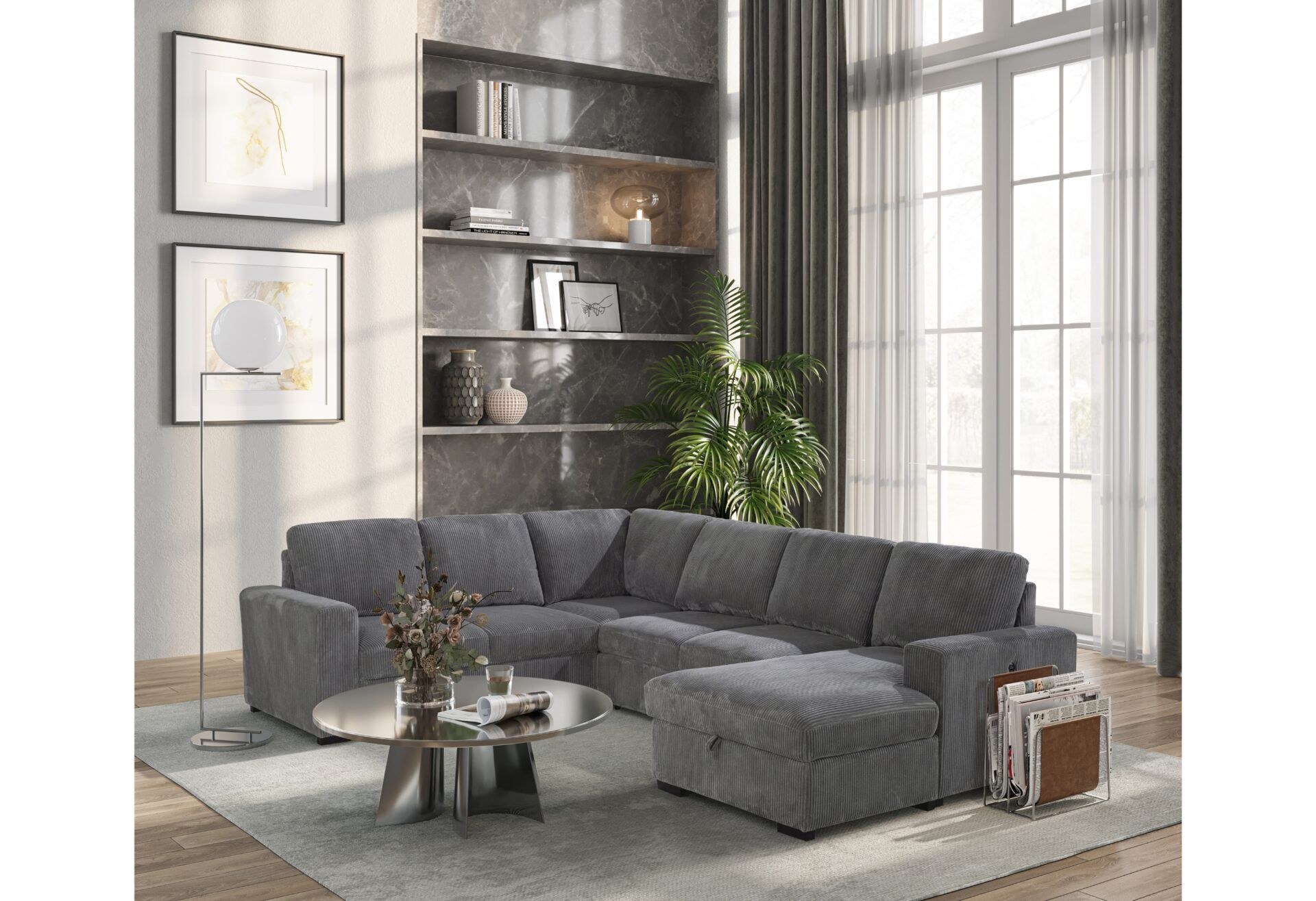 U2660 - SECTIONAL WITH PULL OUT