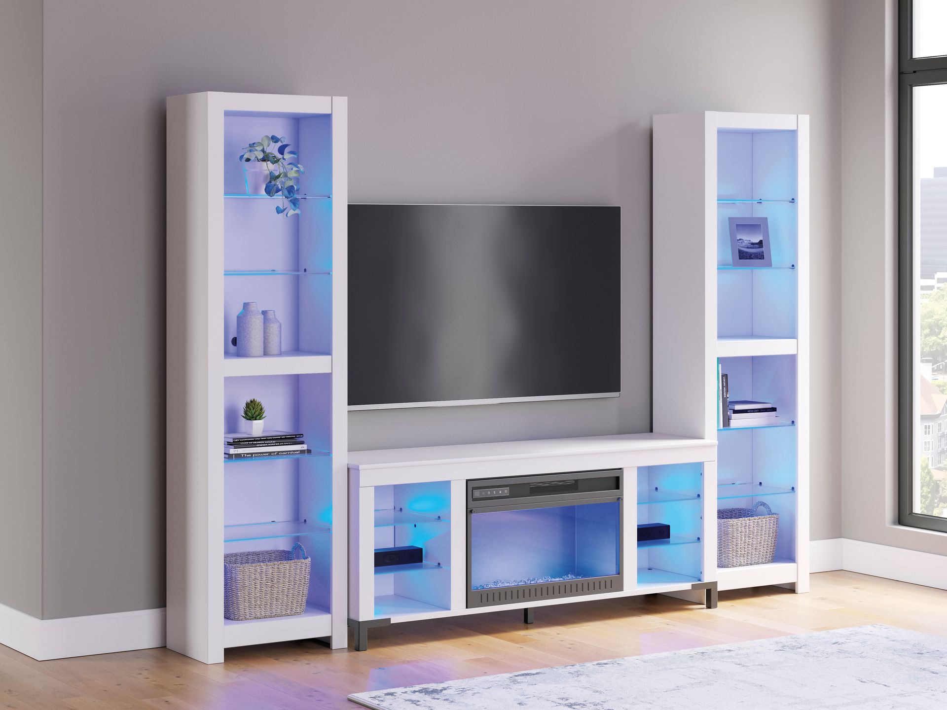 W2722 - 3 PIECE FIREPLACE TV STAND SET