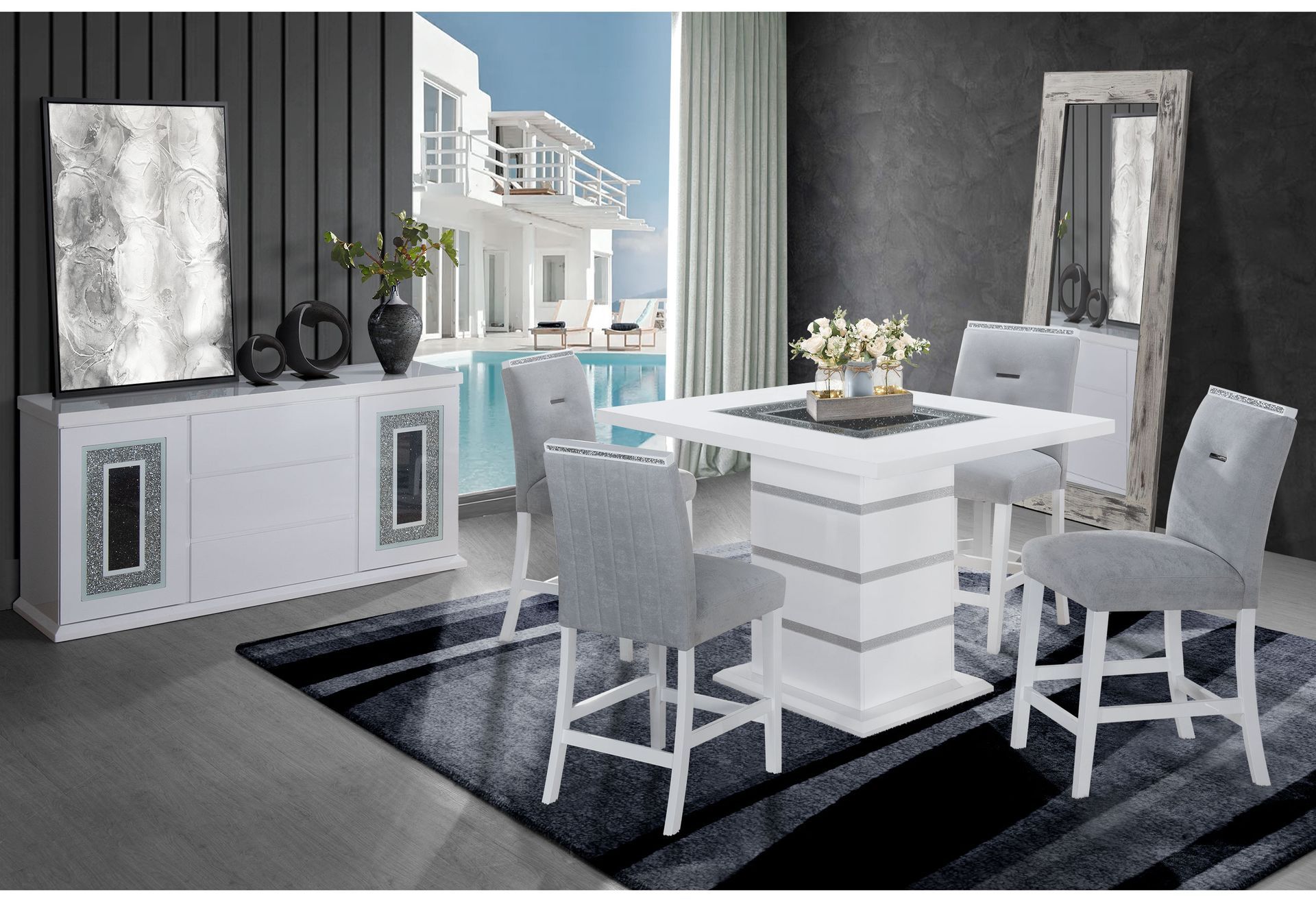 MONACO-WHITE-BT - 5-PC. DINING TABLE SET