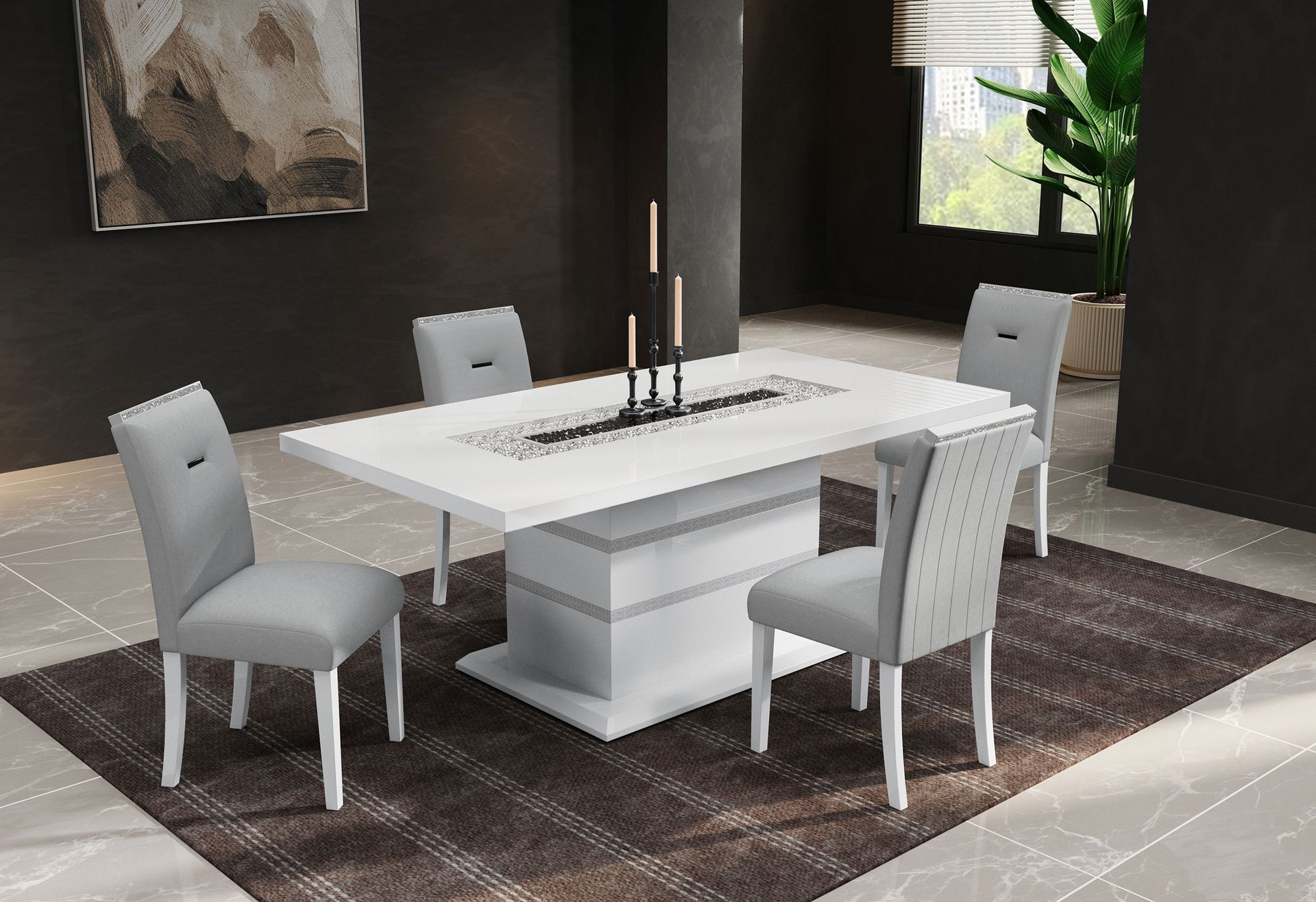 MONACO WHITE DT - 5-PC. DINING TABLE SET