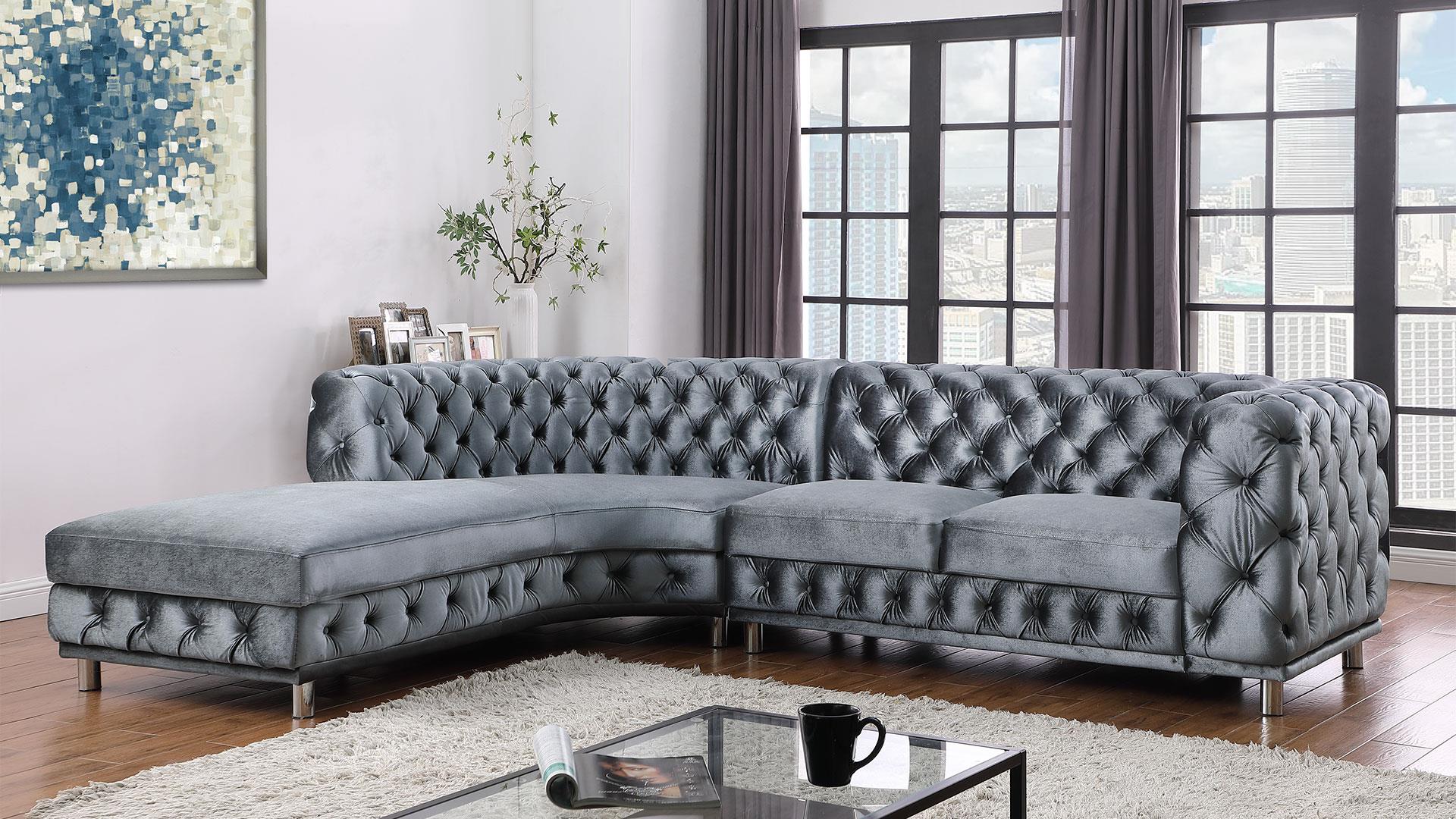 U547 - GREY VELVET SECTIONAL