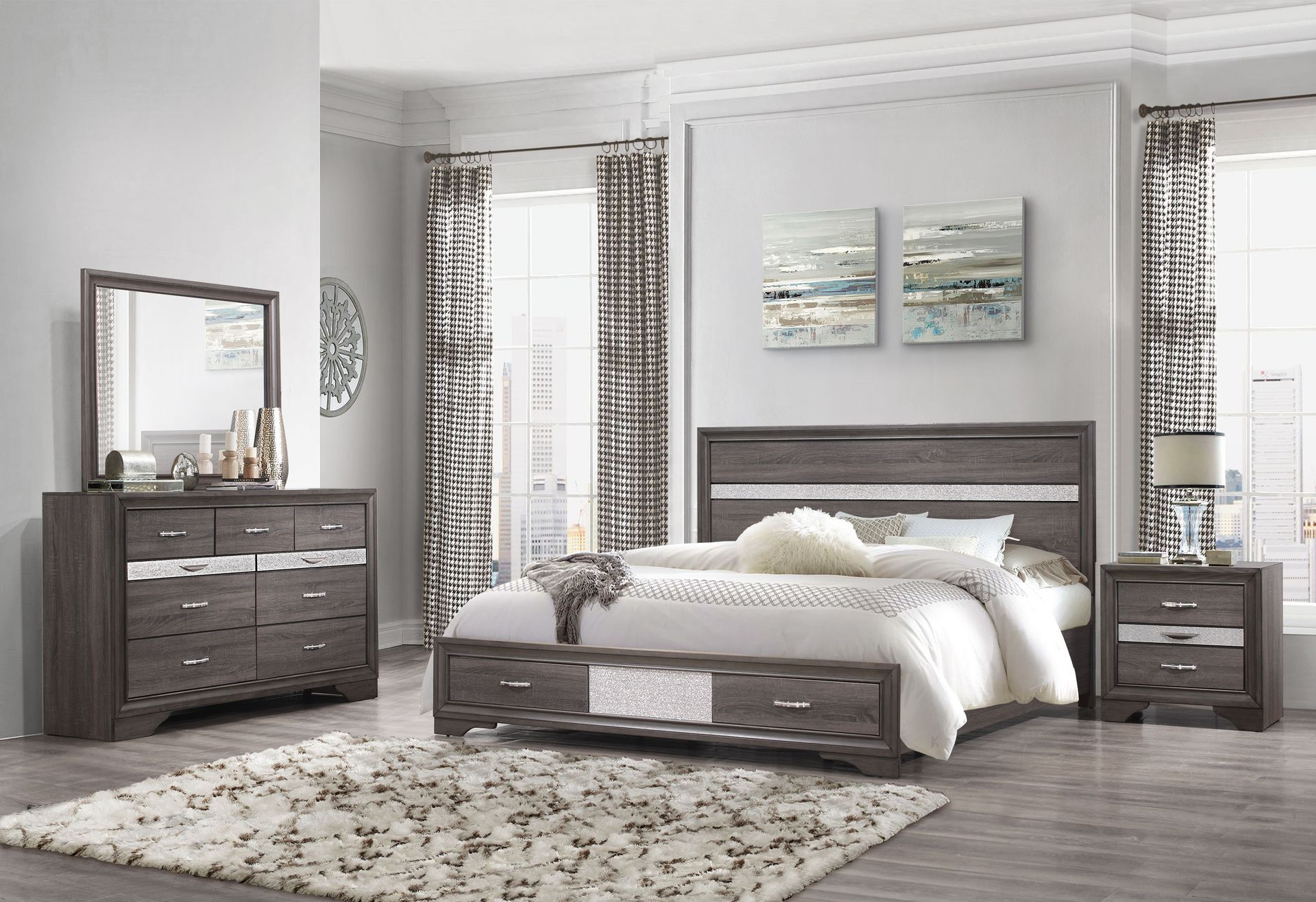 SEVILLE-GREY - 4-PC. QUEEN OR FULL BEDROOM SET