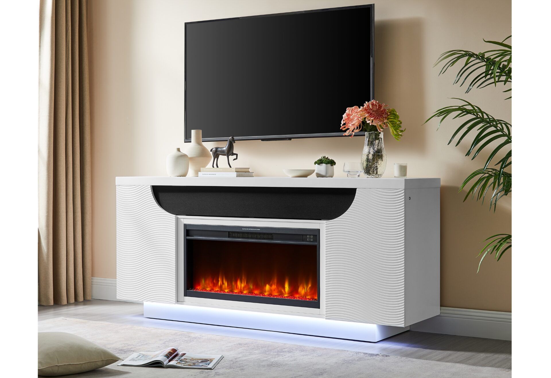 AILEEN 76 - LED TV STAND WITH FIREPLACE